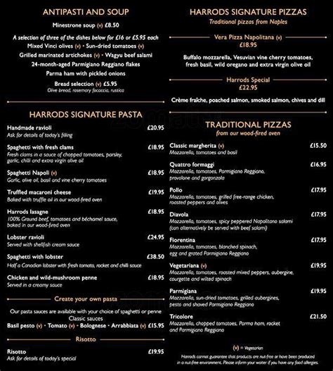 pizzeria harrods menu